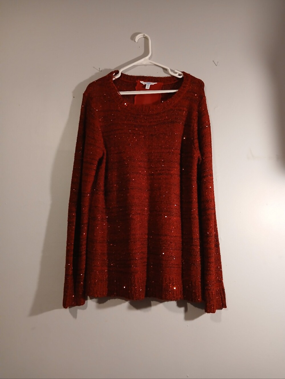 Time And Tru Women's Red Sequin Knit Sweater. Size XXL